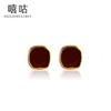 Xi Gu TH0046 S999 Aguja de Plata Pendientes Rojo Ancola Plaza Roja Otoño e Invierno Lujo Ligero Gama Alta Pendientes de Año Nuevo