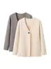 AliExpress Transfronterizo en stock Otoño Moda Estilo Europeo y Americano Mujeres Ligeramente Maduras Estilo Tejido Chaqueta Cardigan con Cuello en V Chaqueta