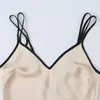 Ins ropa de mujer al por mayor estilo europeo y americano transfronterizo nuevo colorblock con ribete vestido midi de satén de seda 1165170