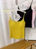 Camisola de Moda y Tendencia Estilo Fresco con Sujetador Incorporado, Tirantes Finos, Suave y Cómoda, Copas Antideslizantes, Camiseta sin Mangas de Color Sólido 2800