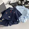 Conjunto de Camisa Polo de Color Sólido con Dibujos Animados para Niños Verano 2026, Conjunto de Dos Piezas de Moda de Verano Elegante para Bebés Niños