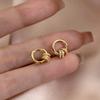 Pendientes de plata de ley con diamantes Nalan tres anillos anillos lisos una variedad de método de uso pendientes pendientes superpuestos G4500