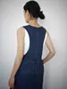 Qianhe Colección Nueva Primavera y Verano Chaleco Delgado como el Papel Vestido de Mezclilla Moda Blogger Moda Retro Vestido Largo