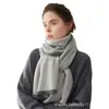 Bufanda de Moda a Bloques de Color para Mujer 100% Cachemira Color Contrastante Otoño e Invierno Nueva Tejida Gruesa Bufanda Cálida Calentador de Cuello Chal