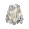 2026 Outono Transfronteiriço Novo Camiseta Masculina Gola Redonda Tie-Dye Solta Manga Longa Tamanho Grande Moda Casual Camiseta Básica para Homens