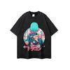 Camiseta de manga corta con retrato desgastado y desgastado de éxito de taquilla europeo y americano para hombre, marca de moda ins, hip hop callejero estadounidense, hip hop, verano de media manga