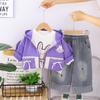 Traje de tres piezas para niña de manga larga Otoño 2025 Nuevo Chaqueta de dibujos animados Traje Traje para niña Moda Una pieza Envío directo