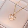 Colar Feminino Estilo Japonês e Coreano Coração Rosa Aço Inoxidável Colar Simples Moda Nicho Acessório Corrente para Clavícula