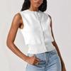 Europa y Estados Unidos venta al por mayor transfronteriza verano nuevo para mujer versátil retro color sólido cuello redondo abotonado sin mangas top chaleco tejido