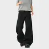 Calça Jeans de Trabalho Desconstruída Cor de Café Retro Americana para Homens, Marca da Moda, Novo Estilo de Primavera, Calça Casual Solta Reta de Perna Larga