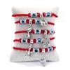 Pulsera de Búho Creativa en Forma de U de Venta Caliente Transfronteriza Ojo Azul Ojo Maligno Cuerda Roja Tejida Pulsera Ajustable Joyería