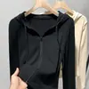 Moletom com Capuz Feminino DeRong Outono 2026, Jaqueta Cardigan Curta de Manga Longa Slim Fit