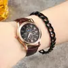 Reloj Mecánico de Imitación de Moda de Negocios para Hombre Geneva Falso Reloj de Cuarzo de Tres Ojos Esfera Grande Fabricante Transfronterizo Venta al por Mayor