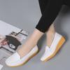 Sapatos de Primavera Transfronteiriços para Mães de Meia-Idade e Idosas, Sapatos Brancos de Couro Genuíno Tamanho Grande, Sapatos de Enfermagem de Salto Anabela Femininos, Sapatilhas Femininas, Respiráveis e Antiderrapantes