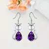Joyas de Venta Caliente Transfronterizas Conjunto de Collar y Pendientes de Gato Amatista Moda para Mujer Diseño Versátil Conjunto de Joyas