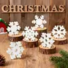 Copo de nieve de madera natural adorno decorativo de madera estilo europeo y americano bandeja para celebración de bodas adorno en capas hecho a mano DIY