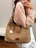 Bolso Tejido de Paja para Vacaciones en la Playa de Verano para Mujer 2026 Nuevo Bolso de Hombro para el Trabajo Bolso Tote Tejido Bolso Cubo