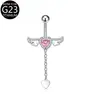 F136 Anillo para el Ombligo Corazón de Cupido Cadena de Alas de Ángel Anillo para el Ombligo G23 Joyería para Piercings Venta al por Mayor