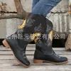 Botas Vintage para Mujer Juyuan en Stock Otoño/Invierno 2026 Nuevo Estilo Europeo y Americano Tacón Grueso Talla Grande Bordadas Botas Largas