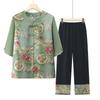 Ropa de verano para mujeres de mediana edad y mayores, traje de mujer, camiseta de verano de abuela, camisa pequeña Guofeng para mamá, ropa para señora mayor