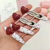 Popular Pasador de Corazón Rojo Estilo Retro Europeo y Americano Pasador Ondulado Pinza de Pato Pinza Lateral para Flequillo de Mujer Accesorios para el Cabello Tocado