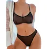 Traje sexy de 2 piezas, malla, cinta, lencería sexy, 1 top de sujetador + 1 tanga