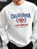 Sudadera Casual Holgada para Hombre Otoño e Invierno con Estampado de Letras de California y Cuello Redondo de Manga Larga