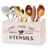 Caja de Almacenamiento de Madera con Puntos para Sala de Estar Mesa de Cocina Vajilla Utensilios de Cocina Organizador de Clasificación Compartimento para Cuchillo Tenedor Cuchara Caja de Almacenamiento