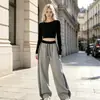 Amazon Europa Transfronteiriço Outono 2026 Calças de Cintura Alta Largas Color Block Wide Leg Estilo Casual Spicy Girl Calças Banana Femininas