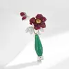 Lujo Ligero Sensación de Alta Gama Verde Estilo Nacional Jarrón de Calcedonia Broche Más Vendido Ramillete Corsage Pin Accesorios para Ropa Qipao