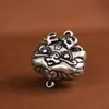 Ciervo Dorado Rey Plata Pura Estilo Étnico Retro Bestia Propicia Dragón Oso Colgante Hecho a Mano DIY Accesorios Set de Cadena de Plata