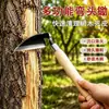 Azada de acero al manganeso engrosado con mango curvo para pelar la corteza de los árboles, azada pequeña con mango de madera para uso agrícola y de jardinería, deshierbe y pelado
