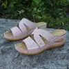 Comercio exterior transfronterizo 2026 pantuflas de talla grande, sandalias bordadas multicolor, zapatos casuales de moda planos de boca de pez para mujer