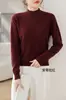 Camiseta interior de punto de lana para mujer, cuello medio alto, para otoño e invierno, suéter versátil de cuello medio, prenda básica interior para mujer, venta al por mayor