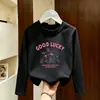 Camiseta de manga longa para meninas, algodão puro, para o outono, novo modelo 2026, blusa de outono infantil, blusa básica casual super fofa para meninas pequenas