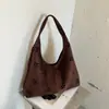 Bolso estilo universitario para mujer, casual, versátil, tote hueco, bolso tote de gamuza esmerilada y felpa, bolso de hombro simple para ir al trabajo, bajo el brazo