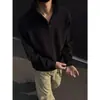 Sudadera con cremallera de pana de peso pesado con cuello medio alto para hombre, otoño e invierno, texturizada, corte holgado, informal, top de estilo retro americano
