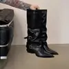 Botas Altas Chica Picante para Mujer Punta Fina Tacón Grueso Hebilla Hasta la Rodilla Botas Largas 2026 Otoño/Invierno Nuevo Estilo Callejero Botas para Pantalón