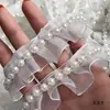 Ropa de Encaje Plisado DIY Accesorios para el Cabello Bolsos de Perlas Accesorios de Espejos Adornos Blancos Decoración de Encaje