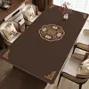 Novo jogo americano de mesa de jantar em couro estilo chinês, lavável, à prova d'água, resistente a óleo, protetor de mesa estilo americano, luxo leve com toque de alta qualidade, jogo americano para mesa de centro