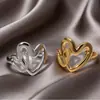 Anillo Abierto Ajustable de Acero Inoxidable Estilo Ins Más Vendido en Europa y América Lele Jewelry Anillo de Acero de Titanio con Forma de Corazón 18K Lujo Ligero