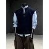 Estilo Camadas Estilo Retro Academia Colete de Tricô Unissex Cor Sólida Estilo Neutro Pulôver Sem Mangas Colete Outono