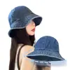 Sombrero de Pescador de Mezclilla para Mujer, Primavera y Otoño, Estilo Japonés, Circunferencia de Cabeza Grande, Sombrero de Cubo con Protección Solar, Versátil, Hace que la Cara se Vea Más Pequeña, Sombrero de Cubo de Moda