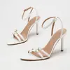 Sandalias de Tacón Alto Abiertas de Moda y Lujosas para Mujer, Talla Europea, Hebilla de Cinturón, Diseño Único, Elegantes Stilettos de Punta Fina con Doble Correa