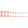 Unhas Postiças Estilo Francês com Glitter Fino e Borda Dourada para Comércio Exterior, Adesivos Clareadores para Unhas dos Pés Rosa Nude Brilhantes de Verão, Conjunto Misto de Nail Art com 24 Peças