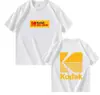 Camiseta Gráfica Logo Arco-Íris Abertura Câmera Kodak Masculina Algodão Vintage Street Preta 2026 Nova