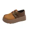 Mocasines de Suela Gruesa tipo Mochi para Mujer Otoño 2026 Nuevo Retro Doble Hebilla Punta Dividida Sintética Birkenstock Slip-on Zapatos Individuales Birkenstock