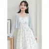 Verano con vestido de tirantes ropa de protección solar cárdigan para mujer chal de malla fina cubierta exterior de gasa top corto chaqueta
