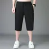 Chegada Nova Calça Cropped Masculina Shorts de Seda Gelada Secagem Rápida Soltos Retos Verão Tamanho Casual Conjunto de Duas Peças Calça Esportiva Masculina