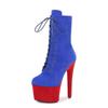 17cm Multicolor Camurça Pole Dance Salto Alto Biqueira Redonda Botas Baixas High-end T-stage Modelo Show Hate Sky High Boots